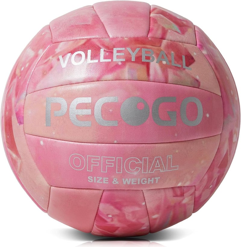 PECOGO Volleyball Size 5 PU Leather Soft Indoor Outdoor Volleyballs Sports Training Game Play Ball for Beginner, Teenager, Adult, 8.2 - Image 1
